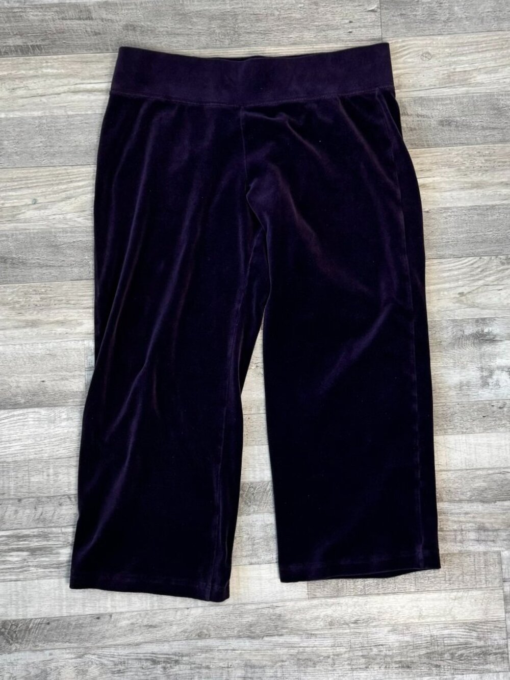 Talbots Purple Velvet Wide Leg Crop Pants Size Large Petite S12